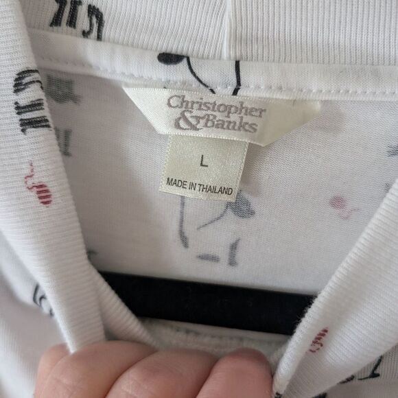 Christopher & Banks Y2K Mockneck Cat Novelty Print Short Sleeve Top Size Large - Picture 2 of 6